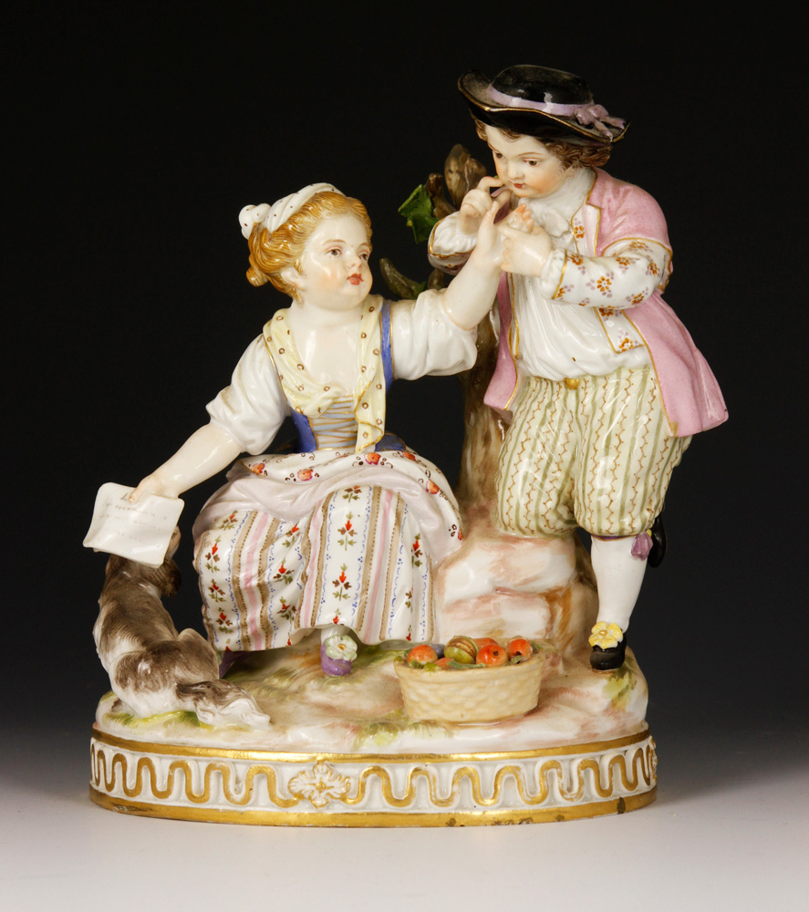 Appraisal: - Meissen Figural Group Meissen figural group with boy and