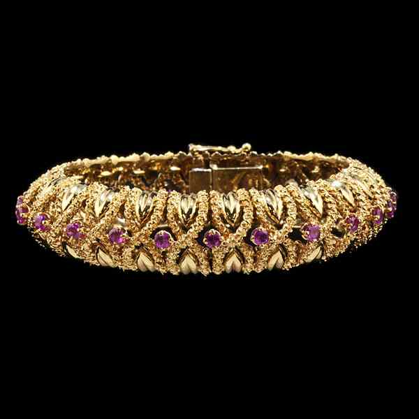 Appraisal: Pink Tourmaline Gold Bracelet An K yellow gold bead and