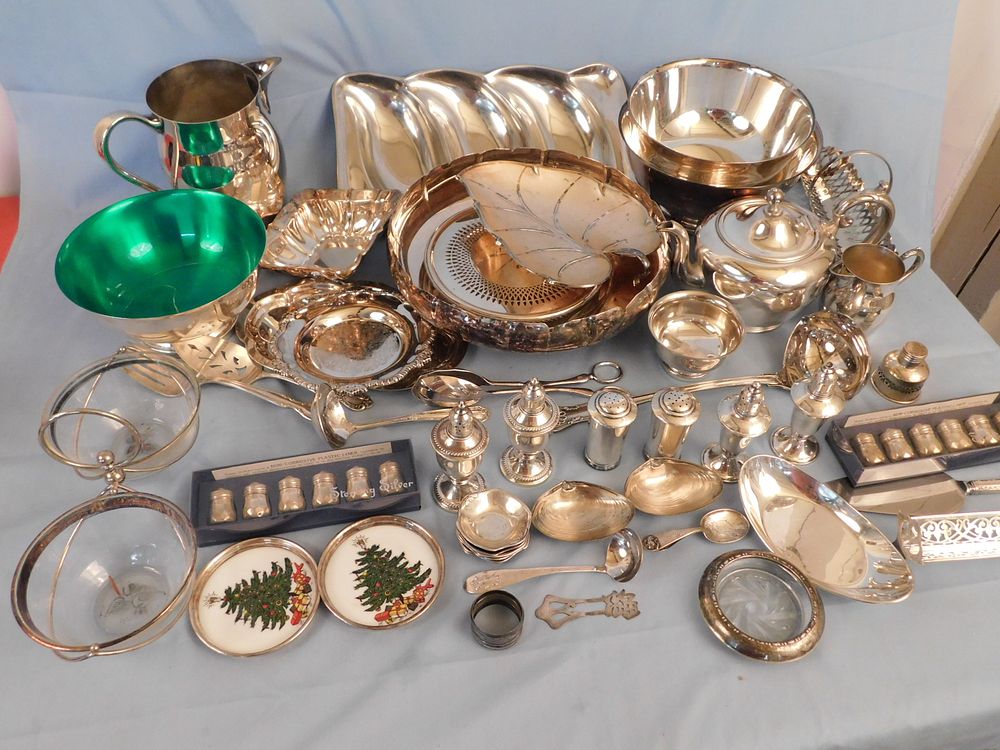 Appraisal: STERLING SILVER PLATED LOT Large lot of assorted silver plated