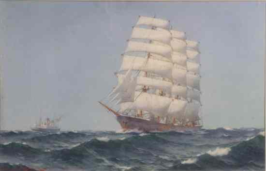 Appraisal: Samuel John Milton Brown - watercolour Clipper and steamer at