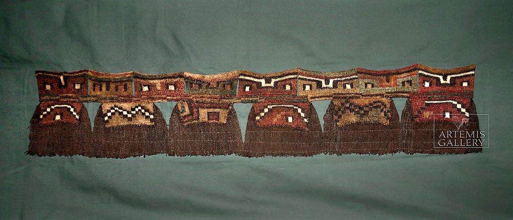 Appraisal: Proto Nazca Textile Panel - Abstract Trophy Heads Originally Listed