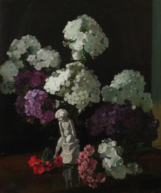 Appraisal: FREDERICK GEORGE MEEKLEY English th century HYDRANGEAS AND NOSEGAYS WITH