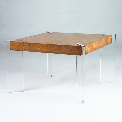 Appraisal: VLADIMIR KAGAN Attr Occasional table with burl wood veneer top