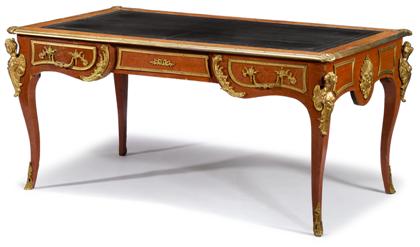 Appraisal: Louis XV style gilt metal mounted fruitwood bureau p lat