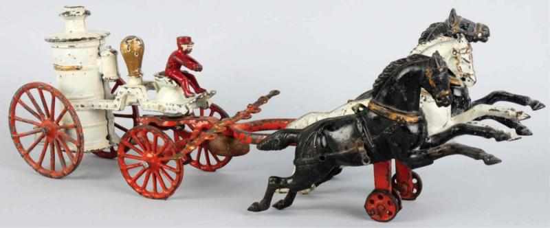 Appraisal: Cast Iron Horse-Drawn Fire Pumper Toy American Pulled by three