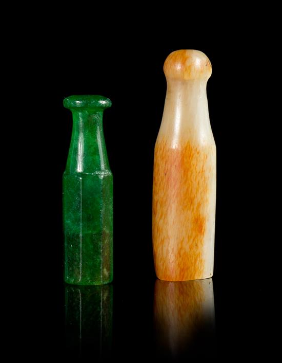 Appraisal: Sale Lot Two Carved Hardstone Cigarette Holders the first a