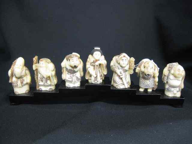 Appraisal: pc Set of Carved Figurines of gods fancy polychrome mostly