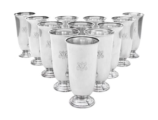 Appraisal: Sale Lot A Set of Twelve American Silver Beakers Meriden