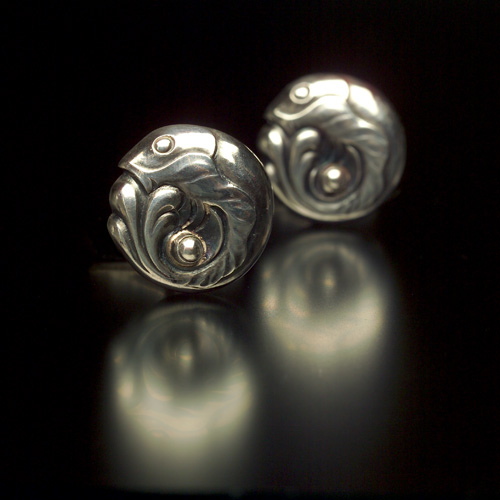 Appraisal: GEORG JENSEN DENMARK Skonvirke fish cufflinks in silver no circa