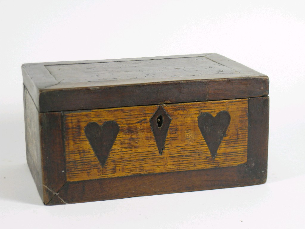 Appraisal: A th Century mahogany and oak Welsh Love Token Box