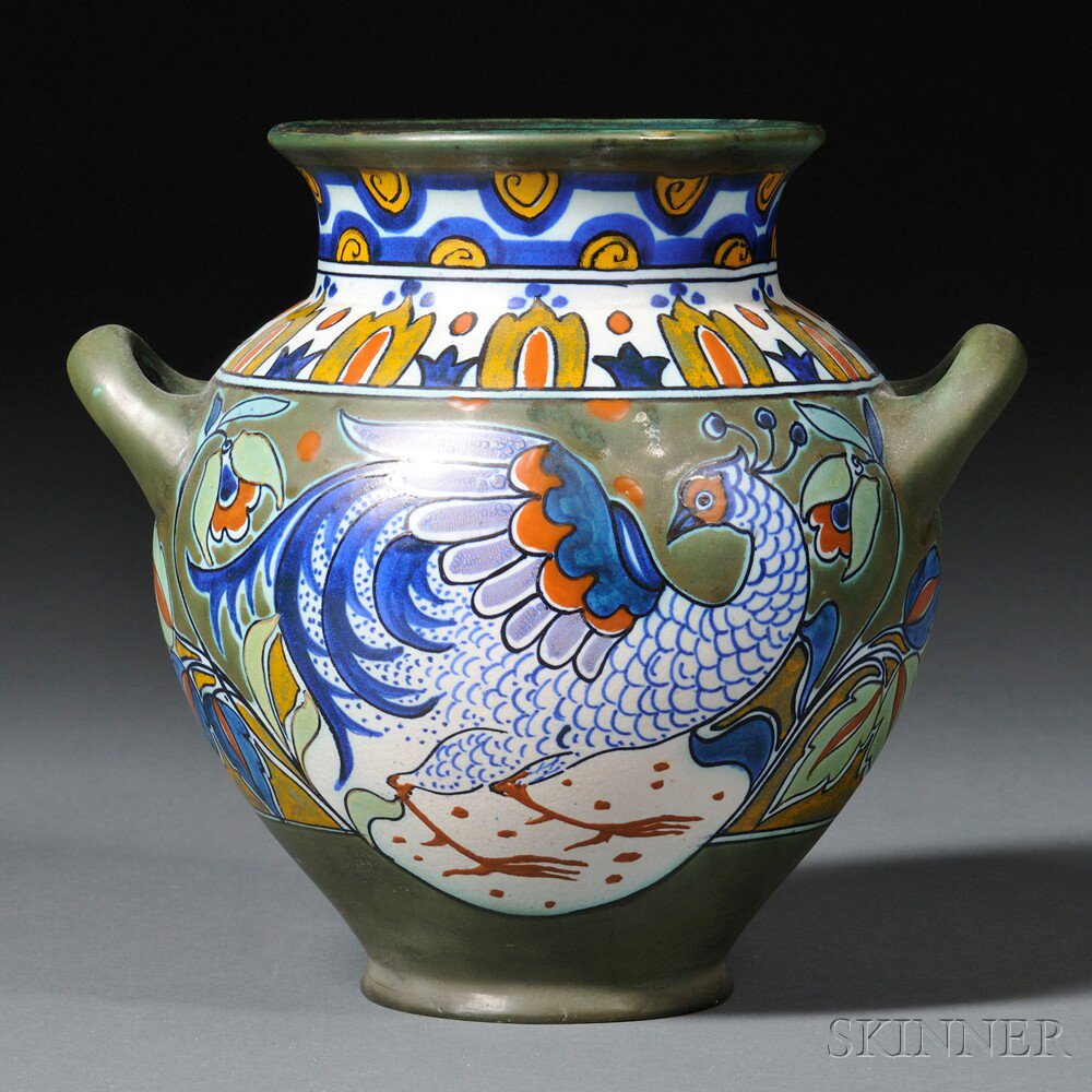 Appraisal: Zuid Holland Gouda Rhodian Pottery Jar Netherlands - retailed by