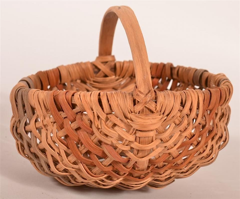 Appraisal: Early th C Woven Oak Splint Egg Basket Early th