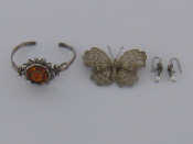 Appraisal: A mixed lot of silver jewellery including a Baltic amber