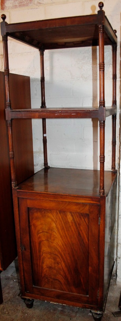 Appraisal: A George III mahogany whatnot cabinet the upper section with