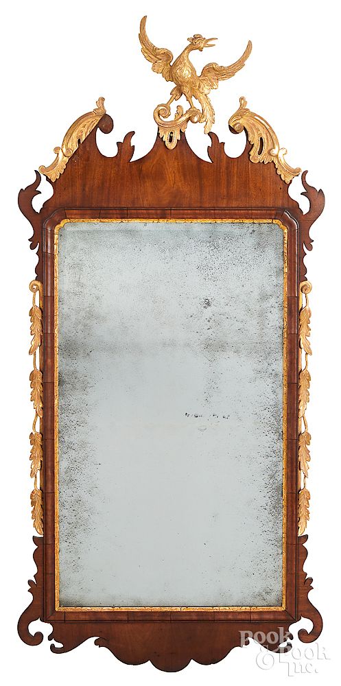 Appraisal: Chippendale mahogany and gilt looking glass Large Chippendale mahogany and