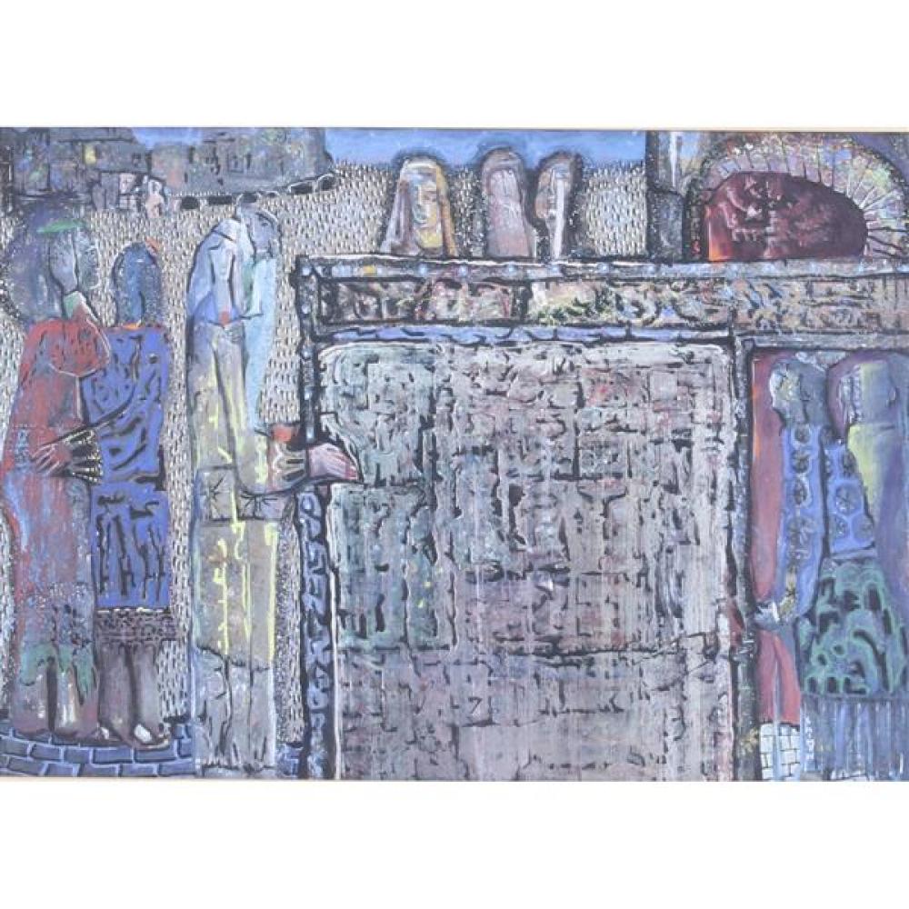 Appraisal: PAUL SHIMON NEW YORK - JUDAICA FIGURAL SCENE GOUACHE ON