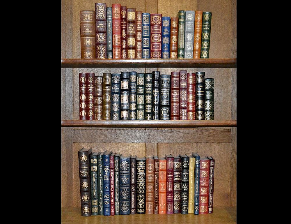 Appraisal: GROUP OF FIFTY TOOLED LEATHER BOUND GOLD EDGE BOOKS From