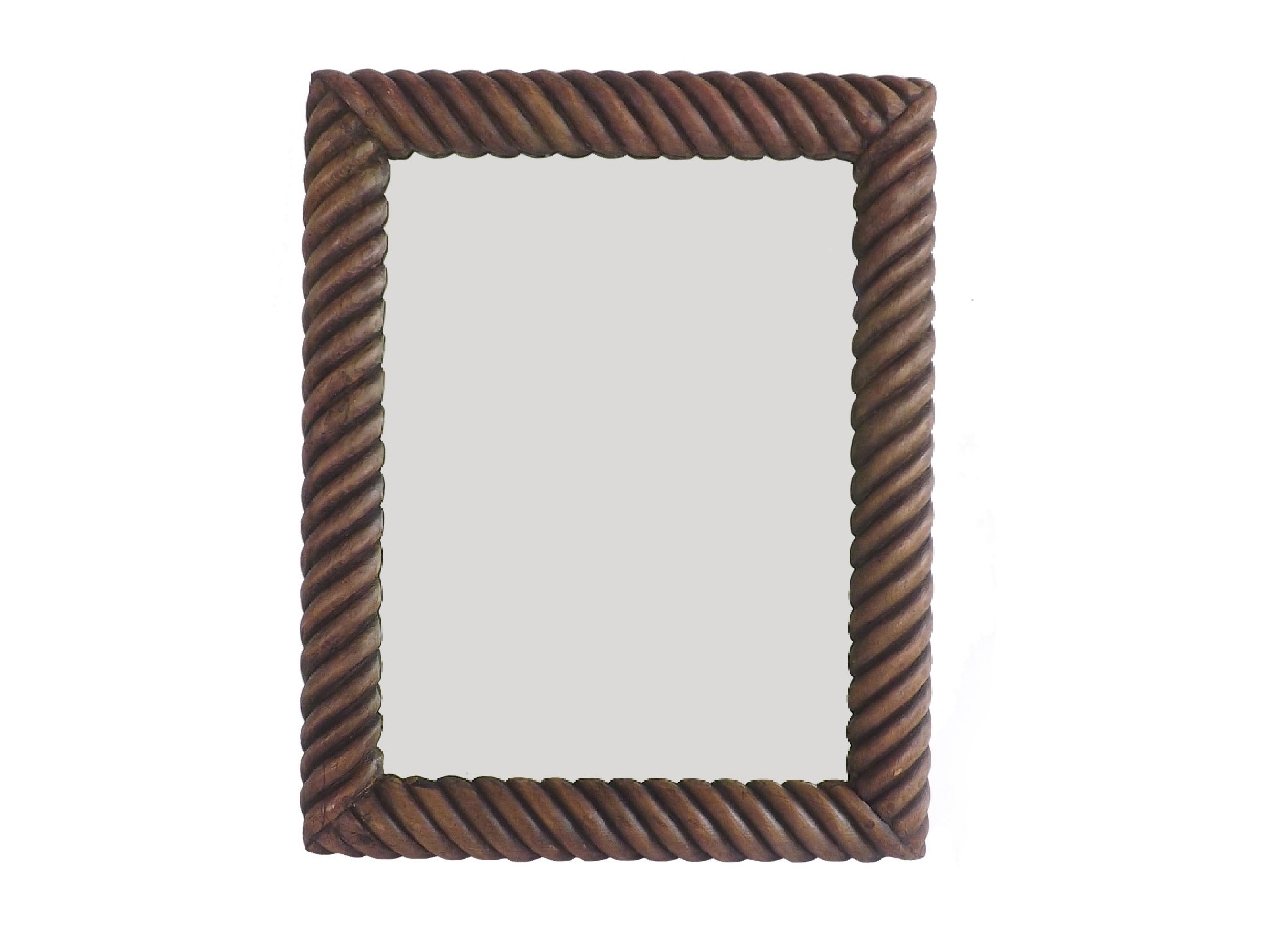 Appraisal: Oak gadrooned wall mirror with rectangular glass bevelled edge plate