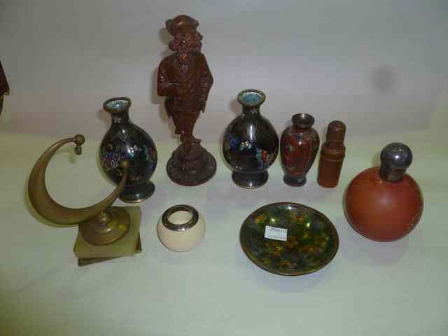 Appraisal: A SMALL QUANTITY OF MISCELLANEOUS including three cloisonne vases a