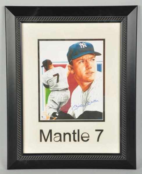 Appraisal: Autographed Mickey Mantle Photograph Description Nicely framed with Mantle cutout