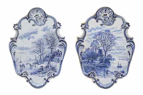 Appraisal: A Pair of Delft Ceramic Plaques th century depicting seasonal