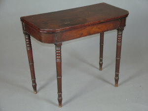 Appraisal: A Victorian mahogany foldover card table the rounded top upon