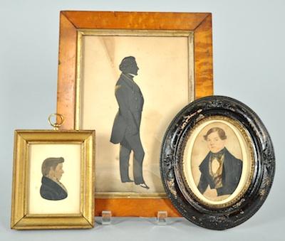 Appraisal: Three Early Pictures of Gentlemen Including a full length silhouette