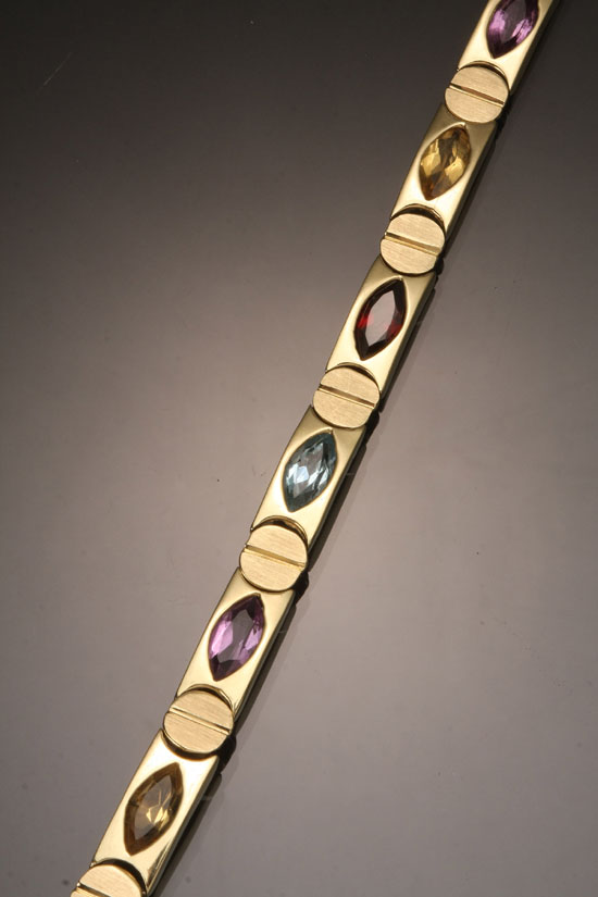 Appraisal: Lot Property of Various Owners -Karat Yellow-Gold and Gem-Set Bracelet