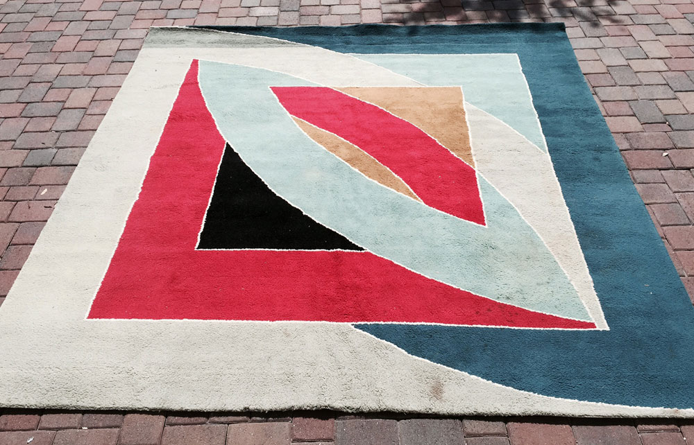 Appraisal: - Mid C Modern Wool Rug Mid century modern geometric