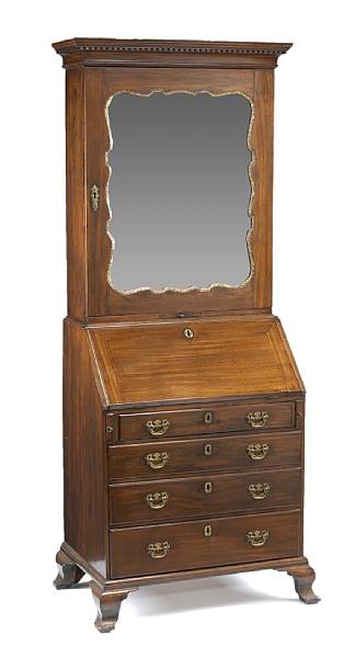 Appraisal: A George II parcel gilt mahogany bureau secretary second quarter