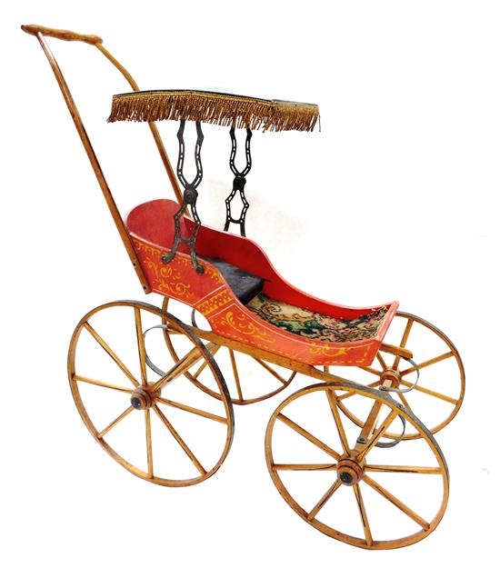 Appraisal: Joel Ellis type Victorian doll carriage or surrey long bentwood