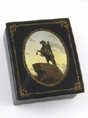 Appraisal: A Russian lacquer box the hinged lid with view of