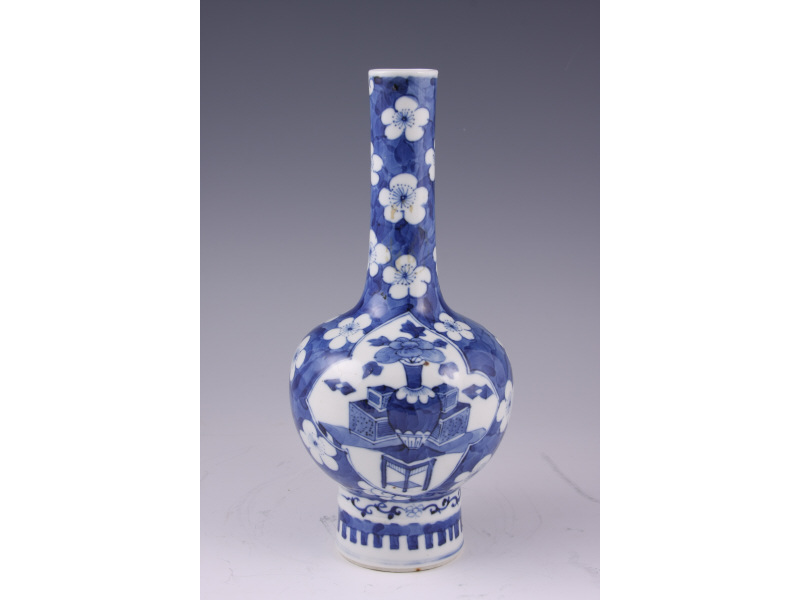 Appraisal: Chinese Qing Dynasty Blue and White Bottle Vase Kangxi -