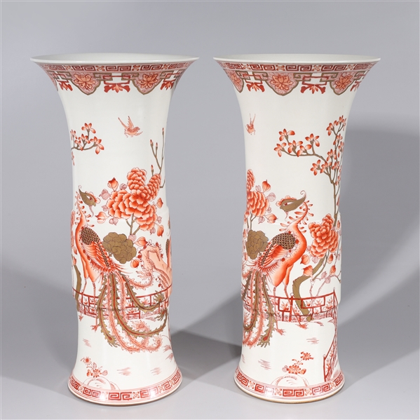 Appraisal: Pair of tall Chinese gilt underglazed red and white porcelain