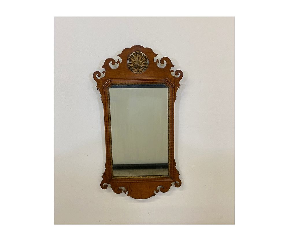 Appraisal: Chippendale Style Curly Maple Mirror Chippendale style curly maple mirror