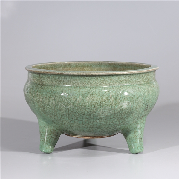 Appraisal: Chinese celadon crackle glazed tripod ceramic censer overall good condition