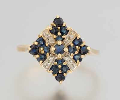 Appraisal: A Ladies' Sapphire and Diamond Ring k yellow gold ring