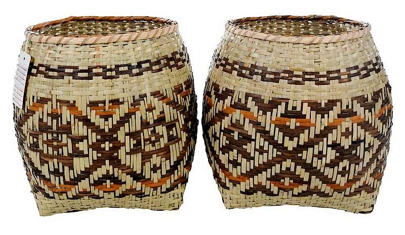 Appraisal: Two Similar Emma Garrett Cherokee Storage Baskets Qualla Boundary North