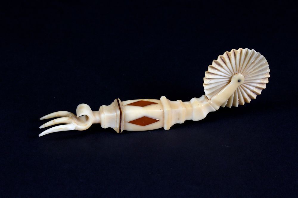 Appraisal: Whale Ivory Inlaid Pie Crimper circa - Whale Ivory Inlaid