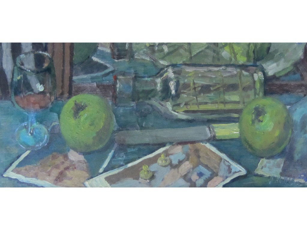 Appraisal: JOHN MILLER RSA PPRSW - TWO GREEN APPLES Oil on