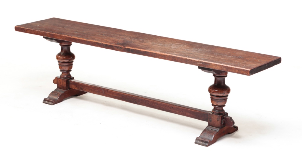 Appraisal: Late th-early th century walnut One board top over turned