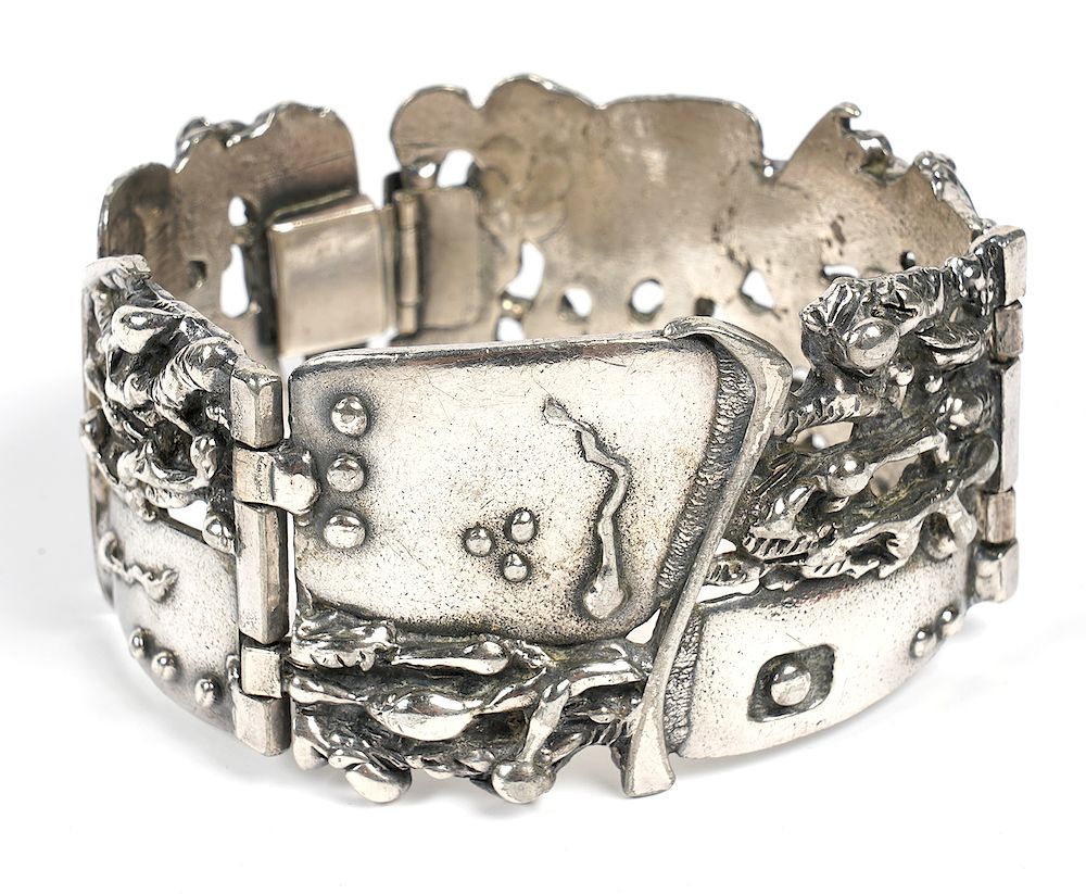 Appraisal: Guy Vidal Brutalist 'Seed of Life' Bracelet Guy Vidal 'Seed