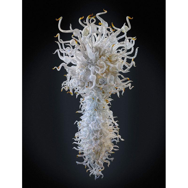 Appraisal: DALE CHIHULY Important chandelier DALE CHIHULY b Important white clear