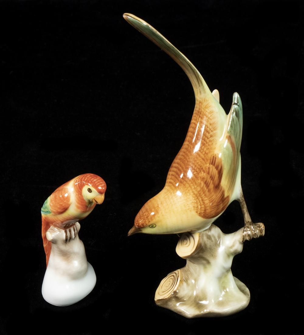 Appraisal: HEREND PORCELAIN BIRD FIGURINES With blue Herend Hungary Hand Painted