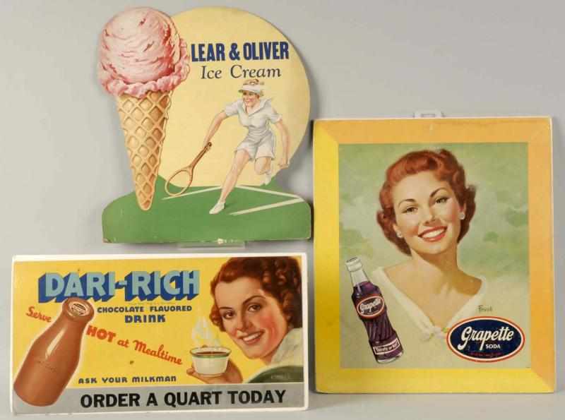 Appraisal: Lot of Early Cardboard Advertising Pieces Description Includes Grapette Soda