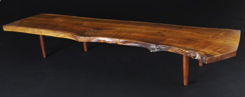 Appraisal: GEORGE NAKASHIMA Fine English walnut coffee table with free-form free-edge