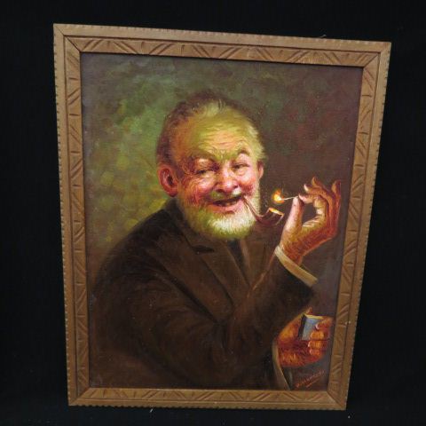 Appraisal: H Moncayo four oils whimsical portraitsof older men and women