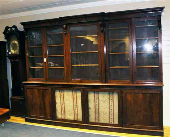 Appraisal: A Victorian mahogany breakfront library bookcase with five glazed doors