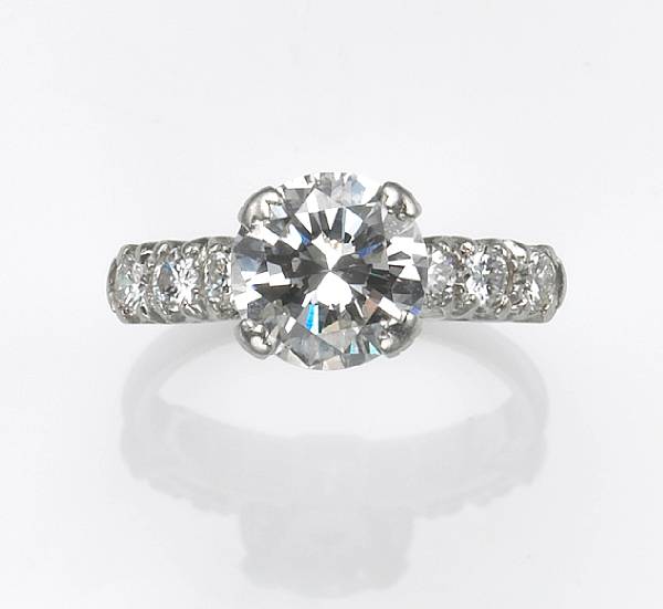 Appraisal: A diamond and platinum engagement ring center stone weighing an