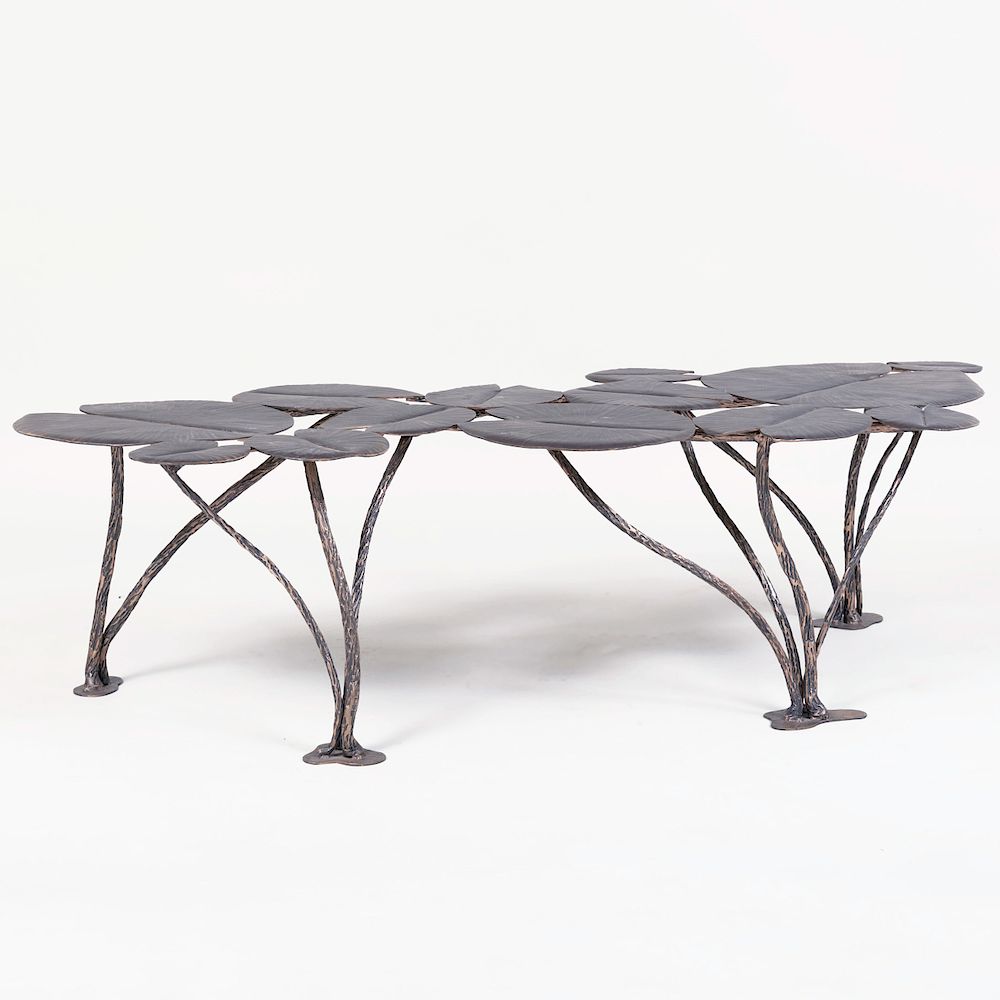 Appraisal: Bronze Lily Pad Low Table of Recent Manufacture in x